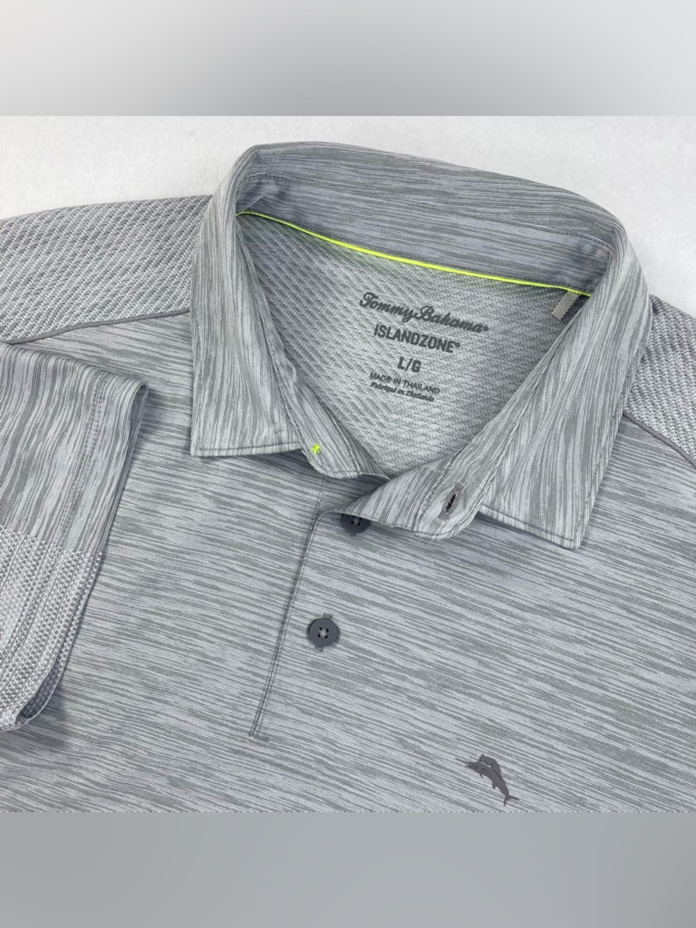 Tommy Bahama IslandZone Polo Shirt Mens Large Gray Performance Stretch